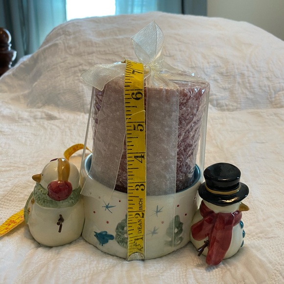 Christmas candle holder with snowman, including candle - Picture 12 of 13